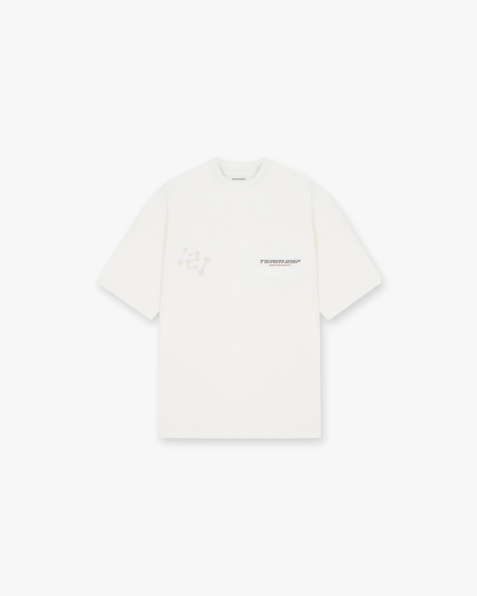 Front product image of a mens white t-shirt on a plain white background | 247 Future Terrains Oversized T-Shirt in Flat White | Oversized t-shirt | 247 T-Shirts | Represent Clo