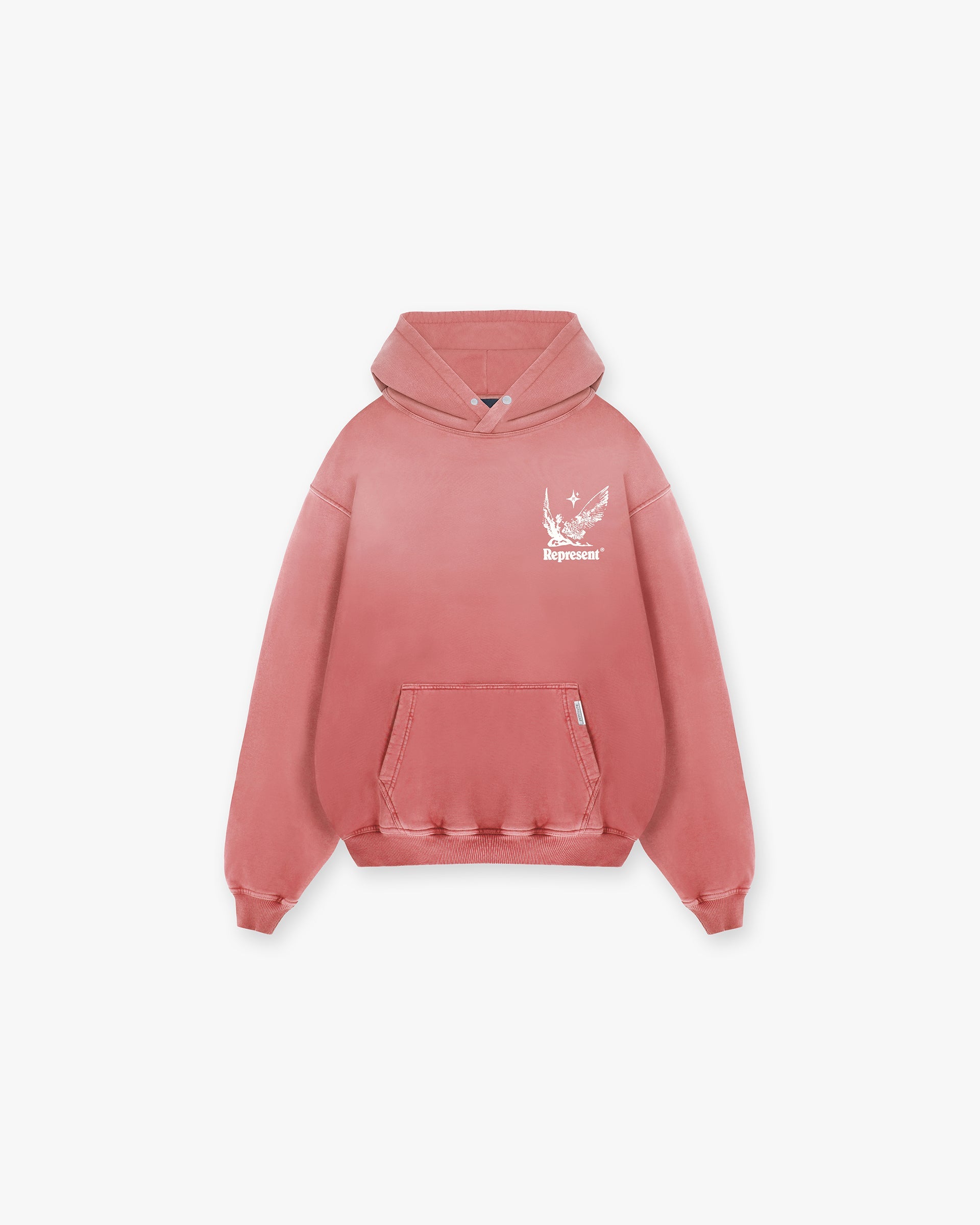 Front product image of a mens sunrise hoodie on a plain white background | Spirits Of Summer Hoodie in Sunrise | Hoodie with permanent vacation silk detailing | SS24 Hoodies | Represent Clo