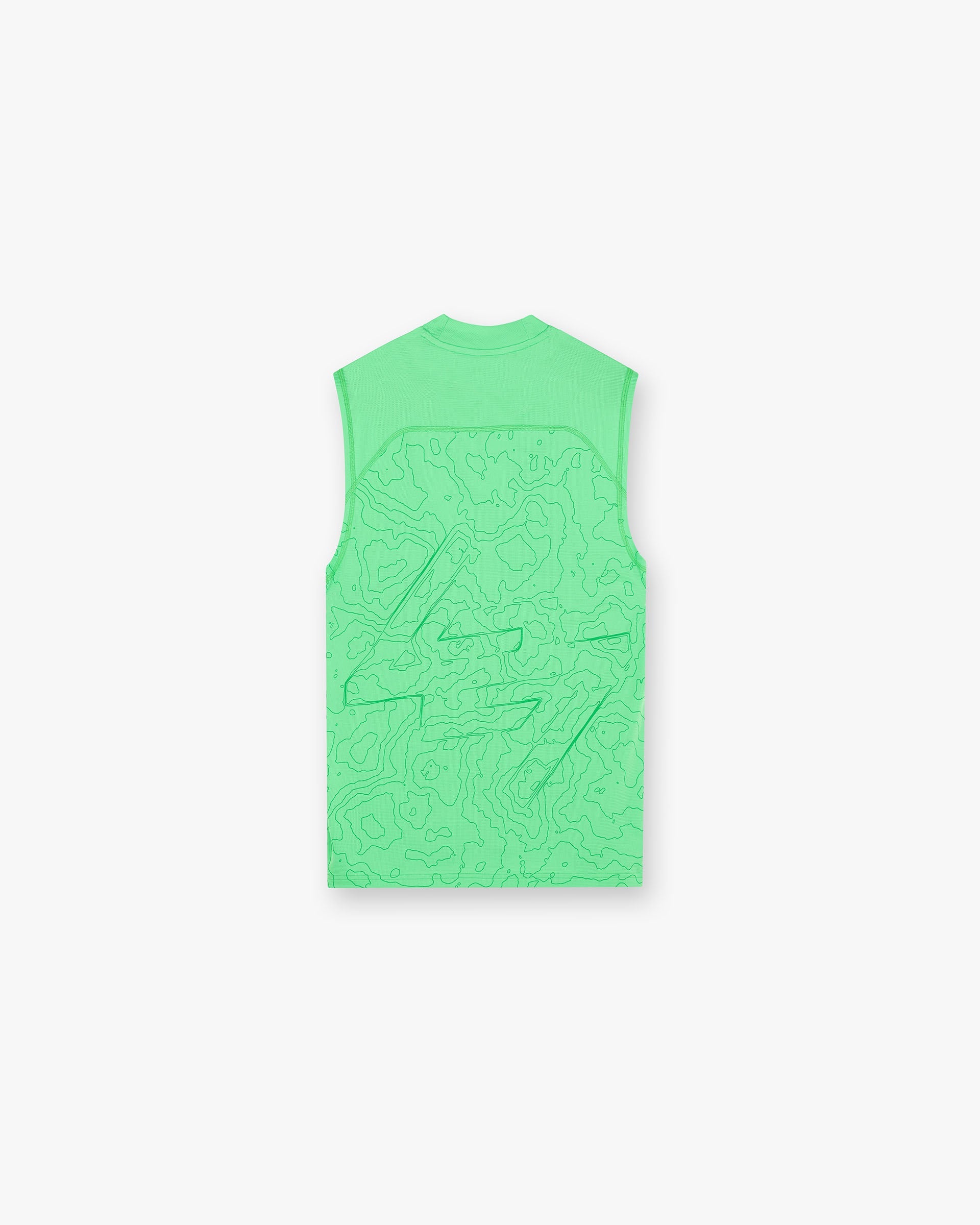 Front product image of a mens green tank on a plain white background | 247 Contour Run Tank in Speed Green | Performance tank for activewear | 247 T-Shirts | Represent Clo