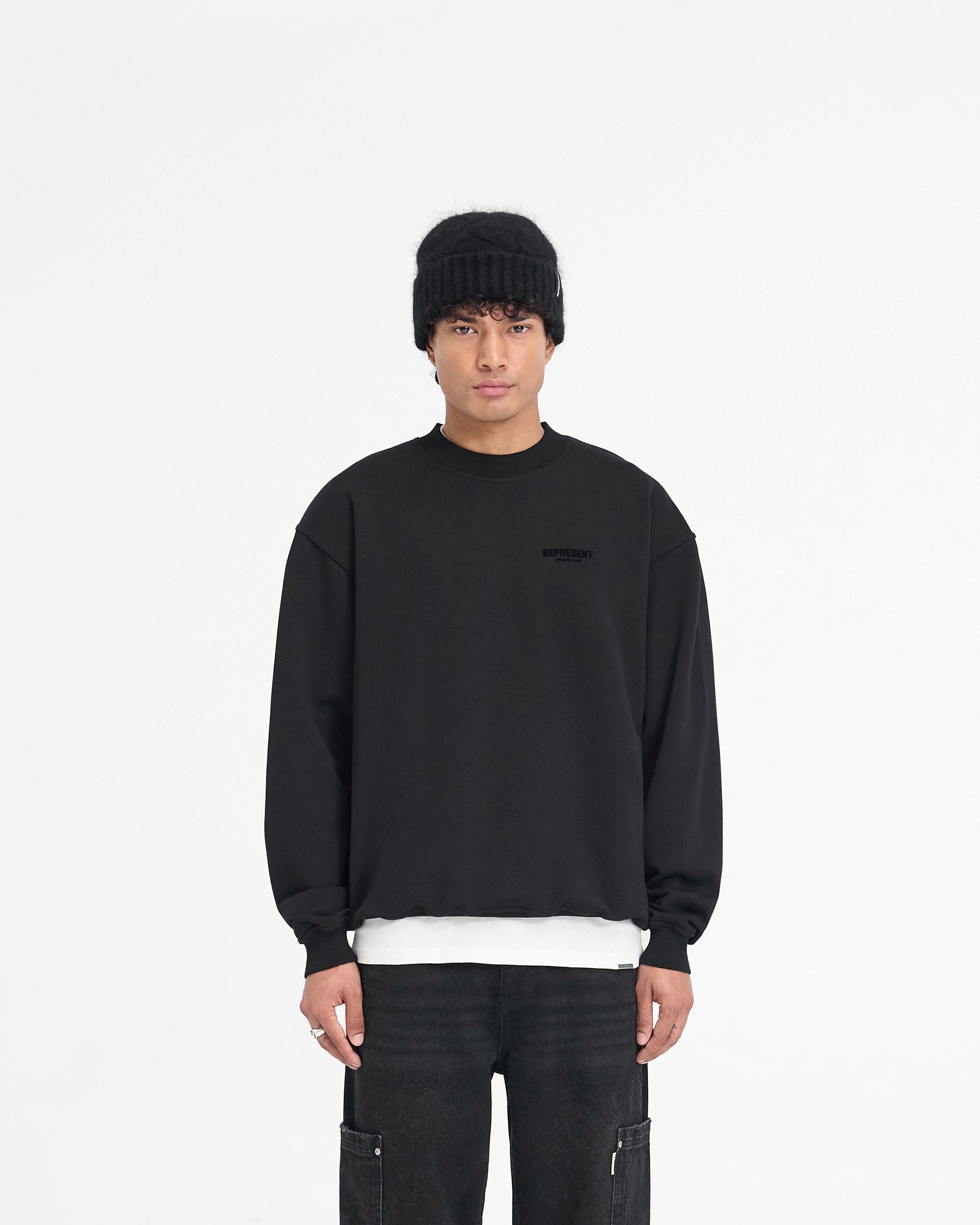Represent Owners Club Flocked Sweater - Black