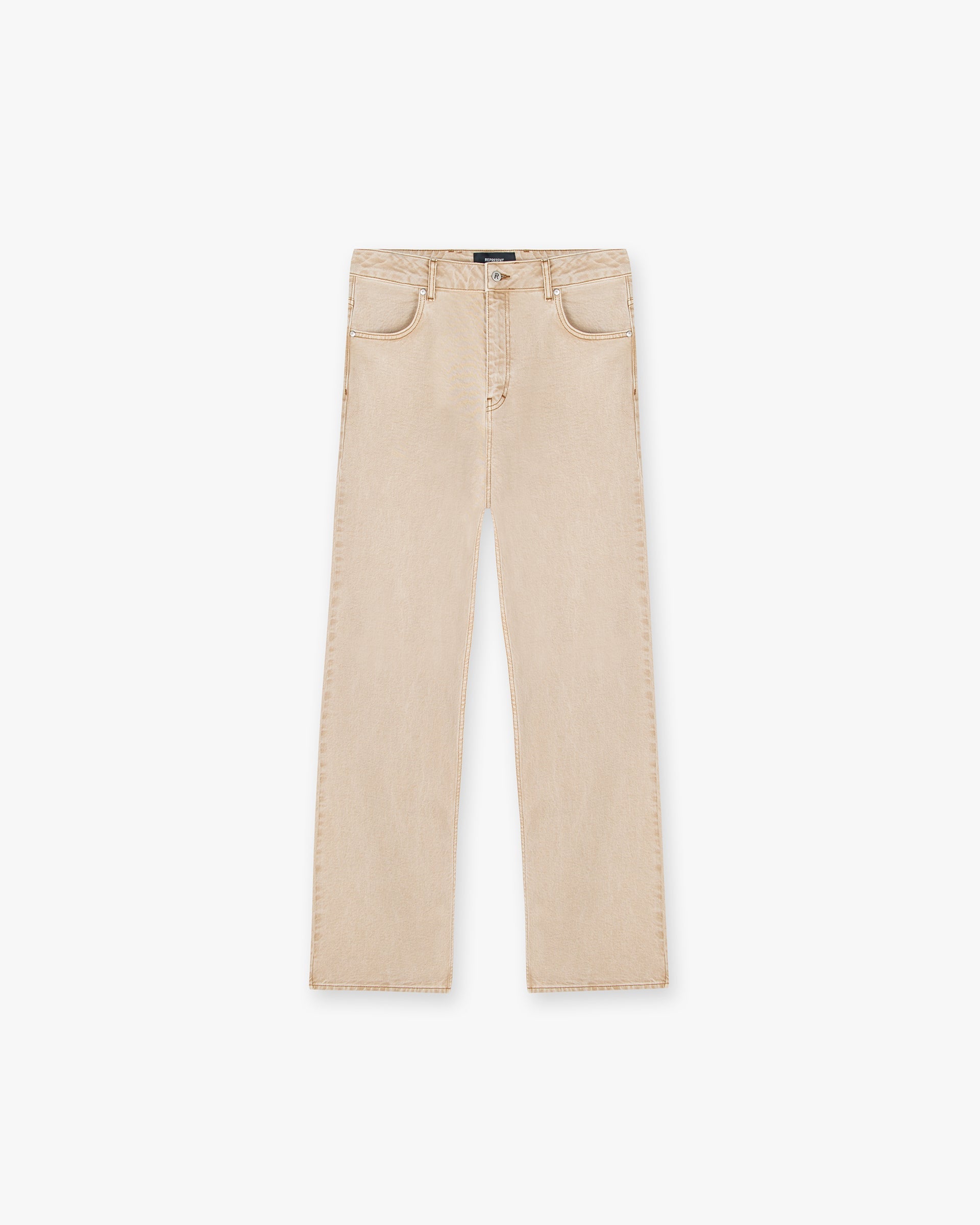 Front product image of mens dirt cashmere denim on a plain white background | R3 Baggy Denim in Dirt Cashmere | Baggy fit denim pants | SS24 Denim | Represent Clo