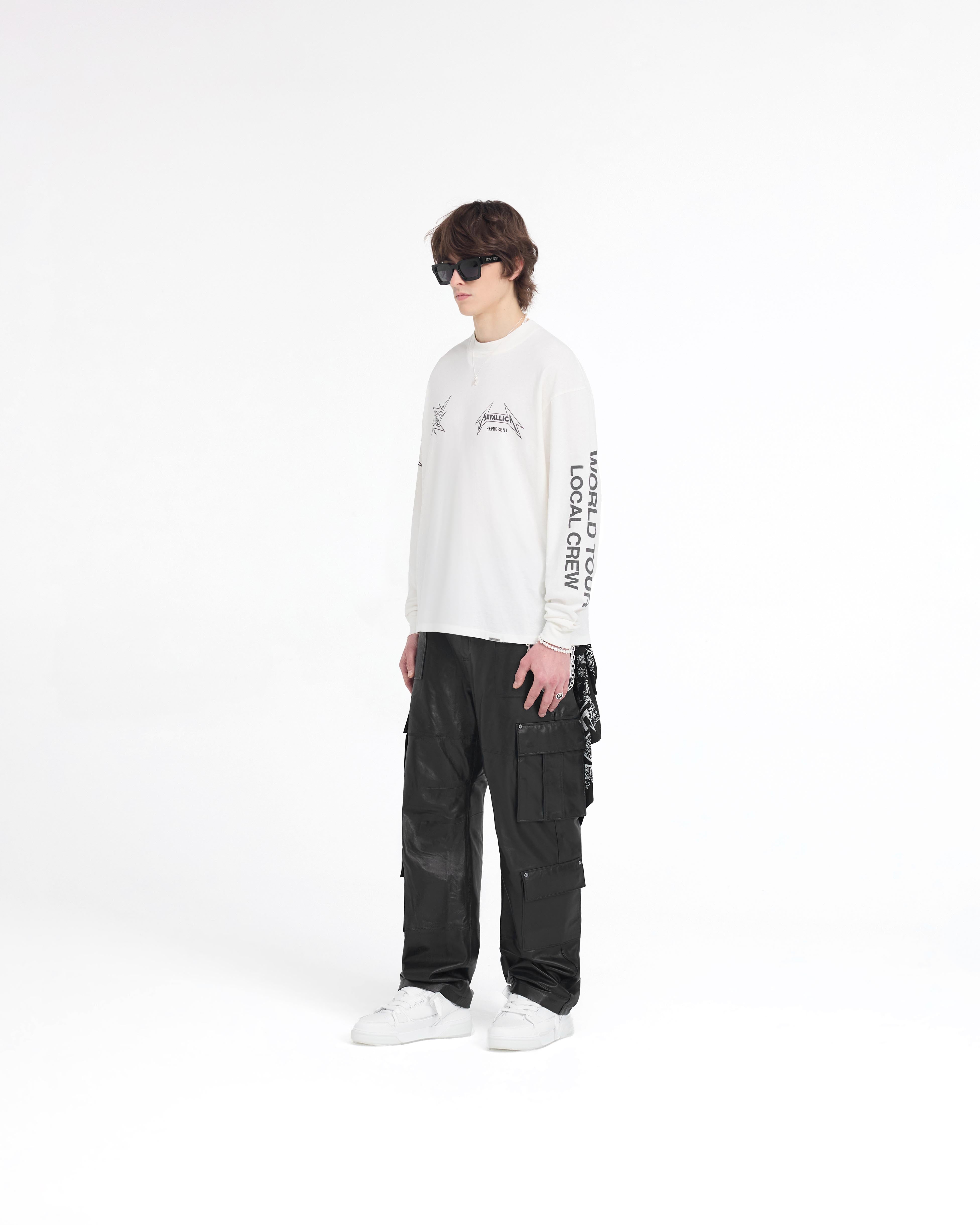 Represent X Metallica™️ Local Crew Langarm-T-Shirt - Mattweiß