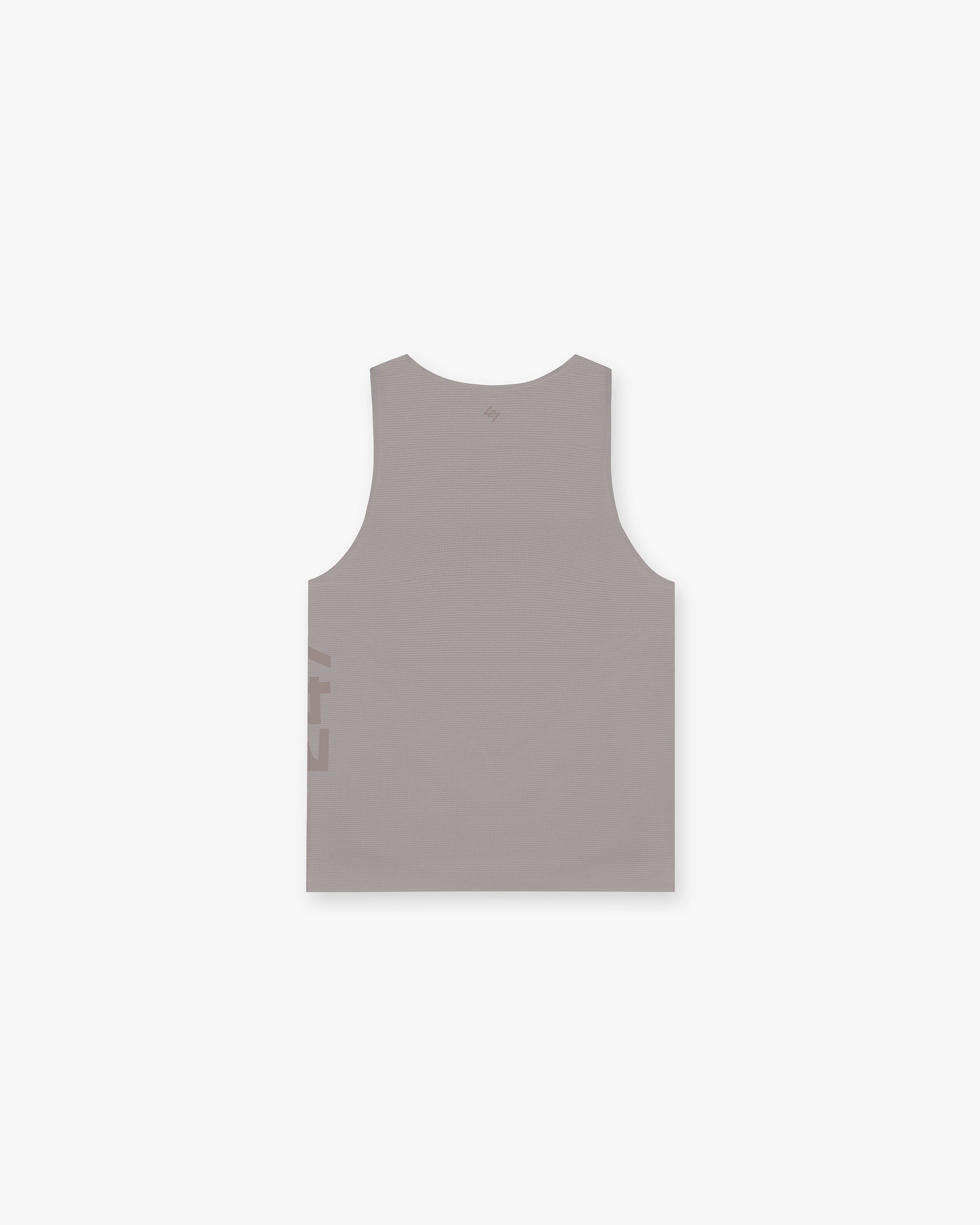 Back product image of a mens grey singlet on a plain white background | 247 Singlet in Cinder | Perforated training vest with bonded hems | 247 T-Shirts | Represent Clo