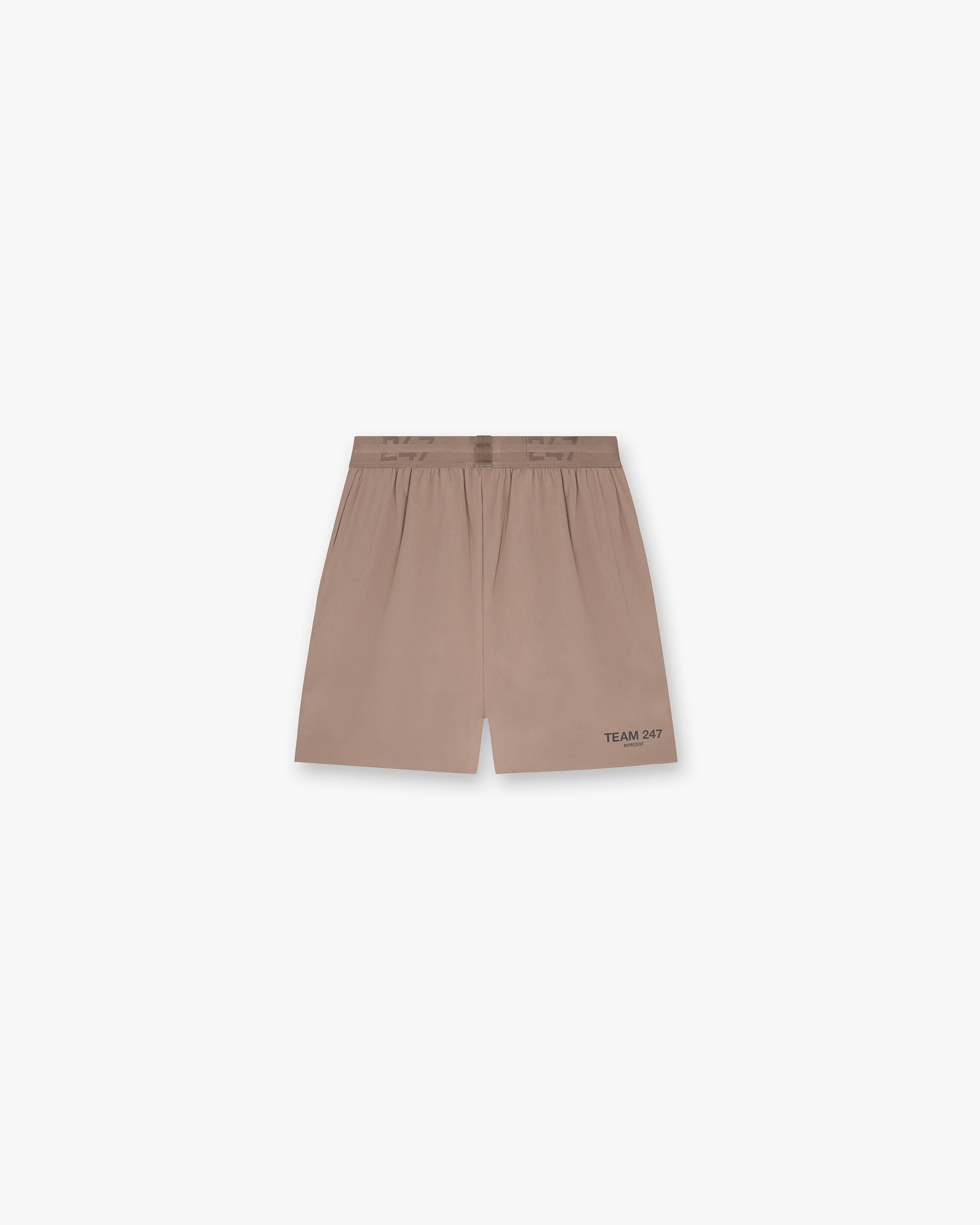 Front product image of mens dark green shorts on a plain white background | Team 247 Fused Shorts in Umber | Supima cotton shorts | 247 Shorts | Represent Clo