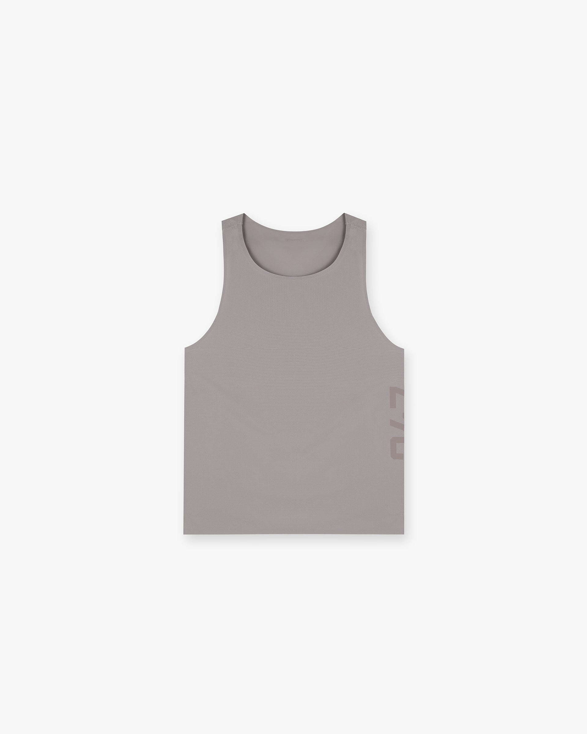 Front product image of a mens grey singlet on a plain white background | 247 Singlet in Cinder | Oversized cotton t-shirt with ribbed crewneck | 247 T-Shirts | Represent Clo
