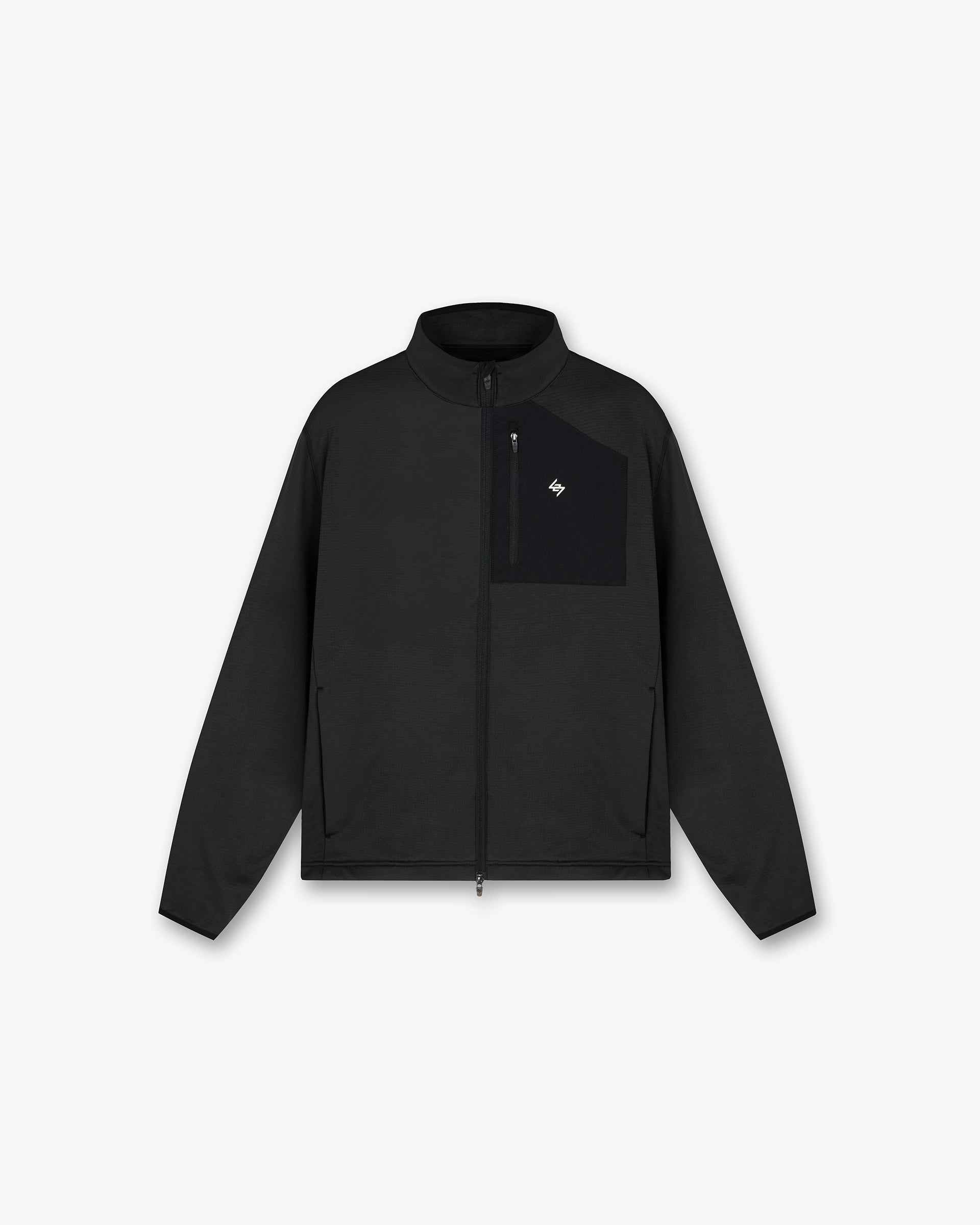 Front product image of a mens black fleece on a plain white background | 247 Full Zip Fleece in Black | Fleece jacket with full zip | 247 Outerwear | Represent Clo