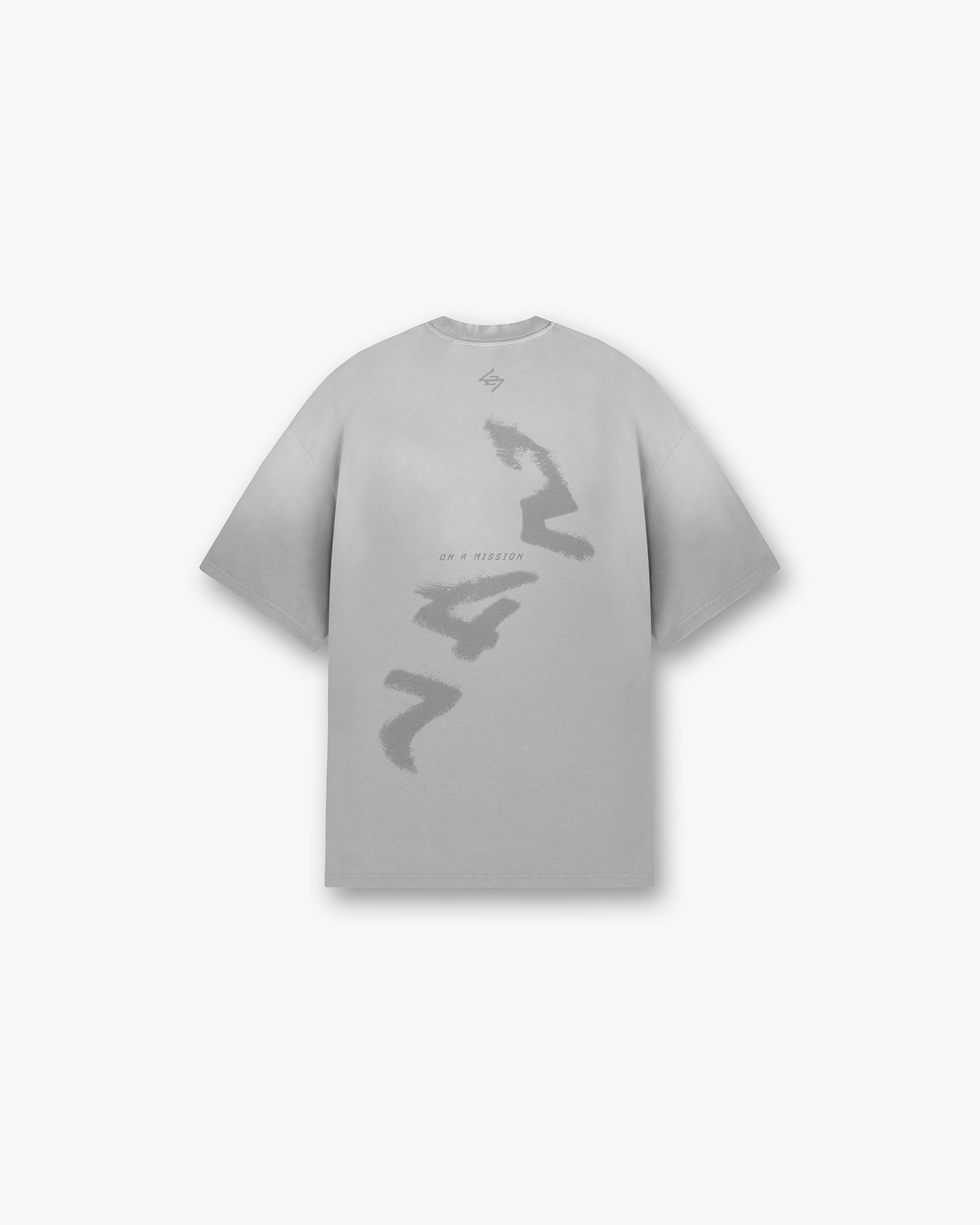 Front product image of a mens grey oversized t-shirt on a plain white background | 247 Motion Oversized T-Shirt in Titanium | Oversized t-shirt | 247 T-Shirts | Represent Clo