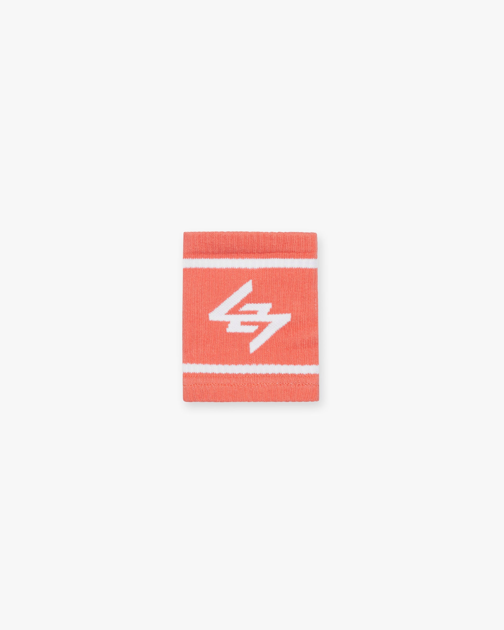 Back product image of mens coral wristbands on a plain white background | 247 Logo Wrist Bands in Coral | Cotton wristbands with 247 logo | 247 Accessories | Represent Clo