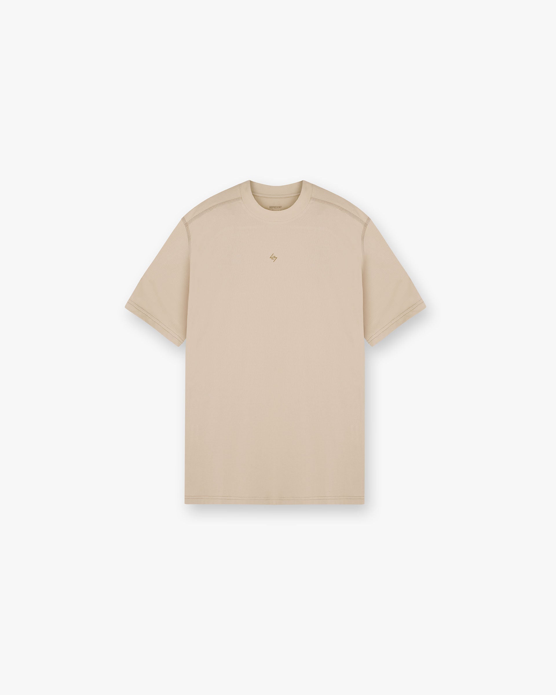 Back product image of a mens grey t-shirt on a plain white background | 247 Contour Run T-Shirt in Pebble | Breathable mesh running t-shirt with contour print | 247 T-Shirts | Represent Clo