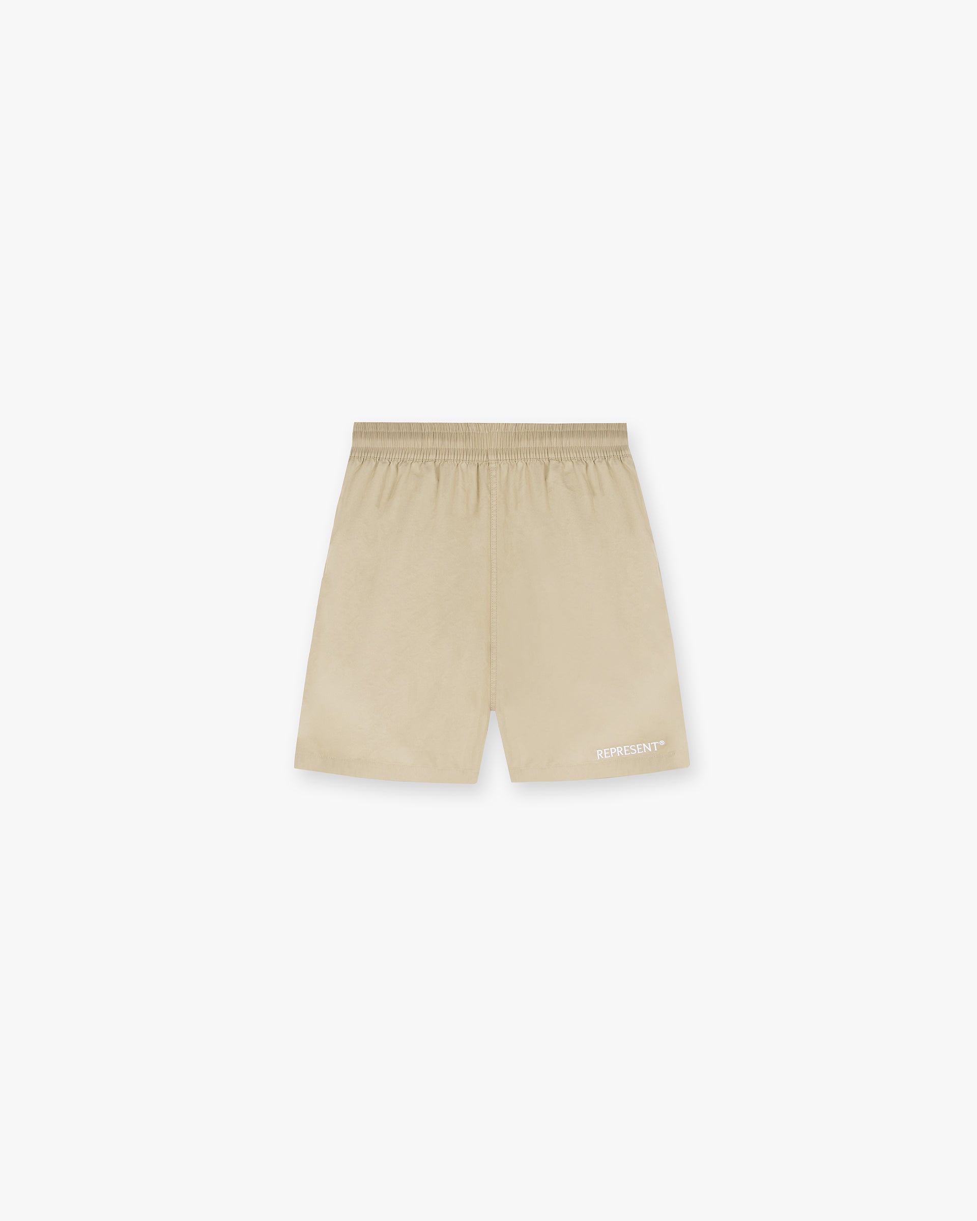 Front product image of mens taupe shorts on a plain white background | Represent Short in Washed Taupe | Shorts crafted from premium cotton | SS24 Shorts | Represent Clo
