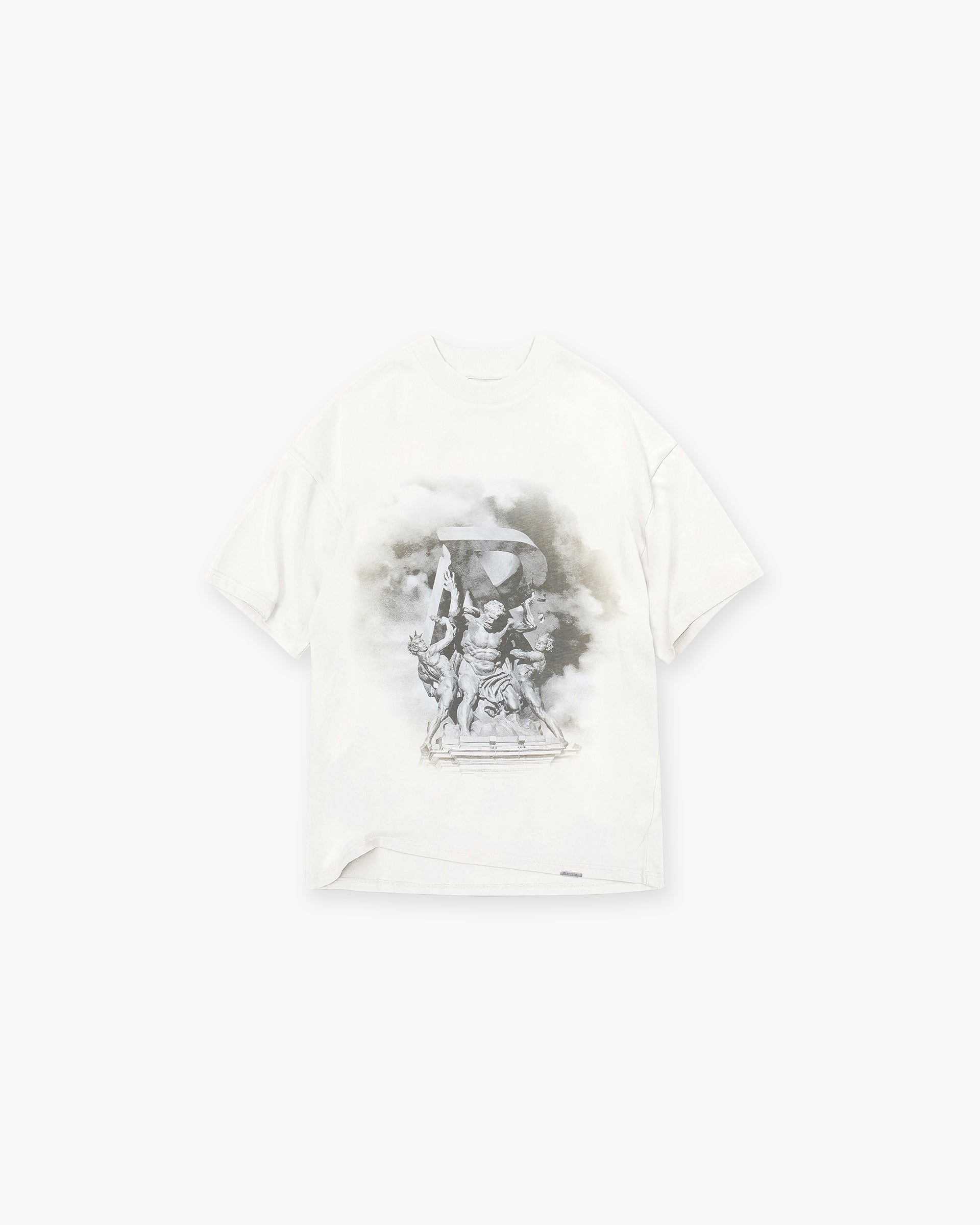 Front product image of a mens white t-shirt on a plain white background | Atlas T-Shirt in Flat White | Oversized boxy fit t-shirt | FW24 T-Shirts | Represent Clo