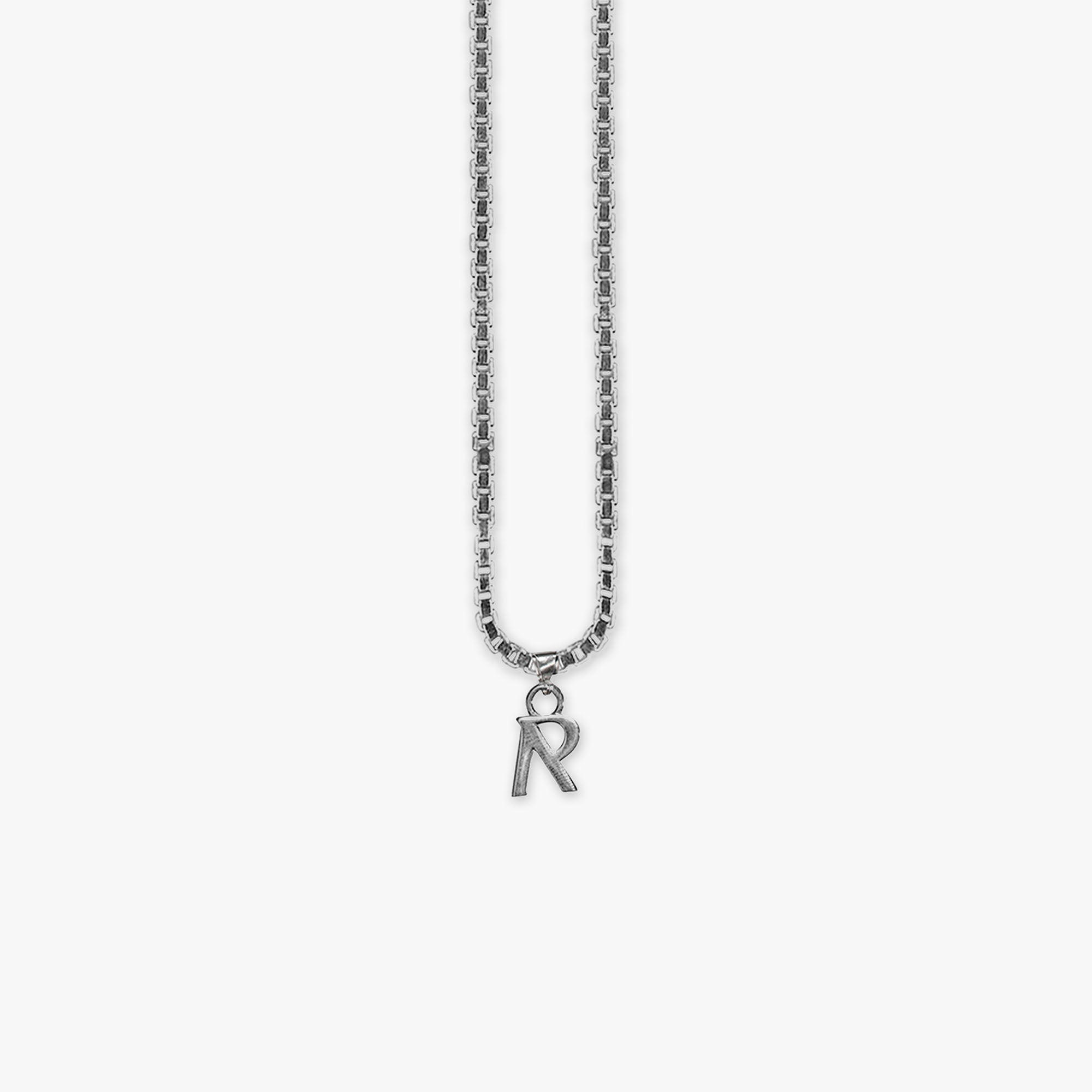 Initial R Pendant - Brushed Silver