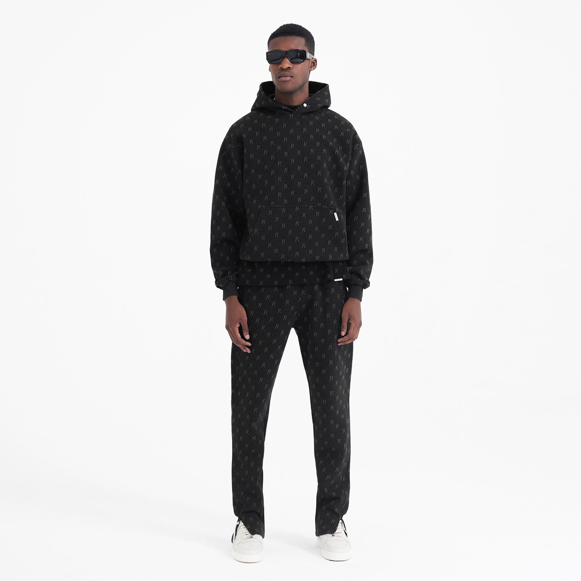 Intarsia Initial Sweatpants - Off Black
