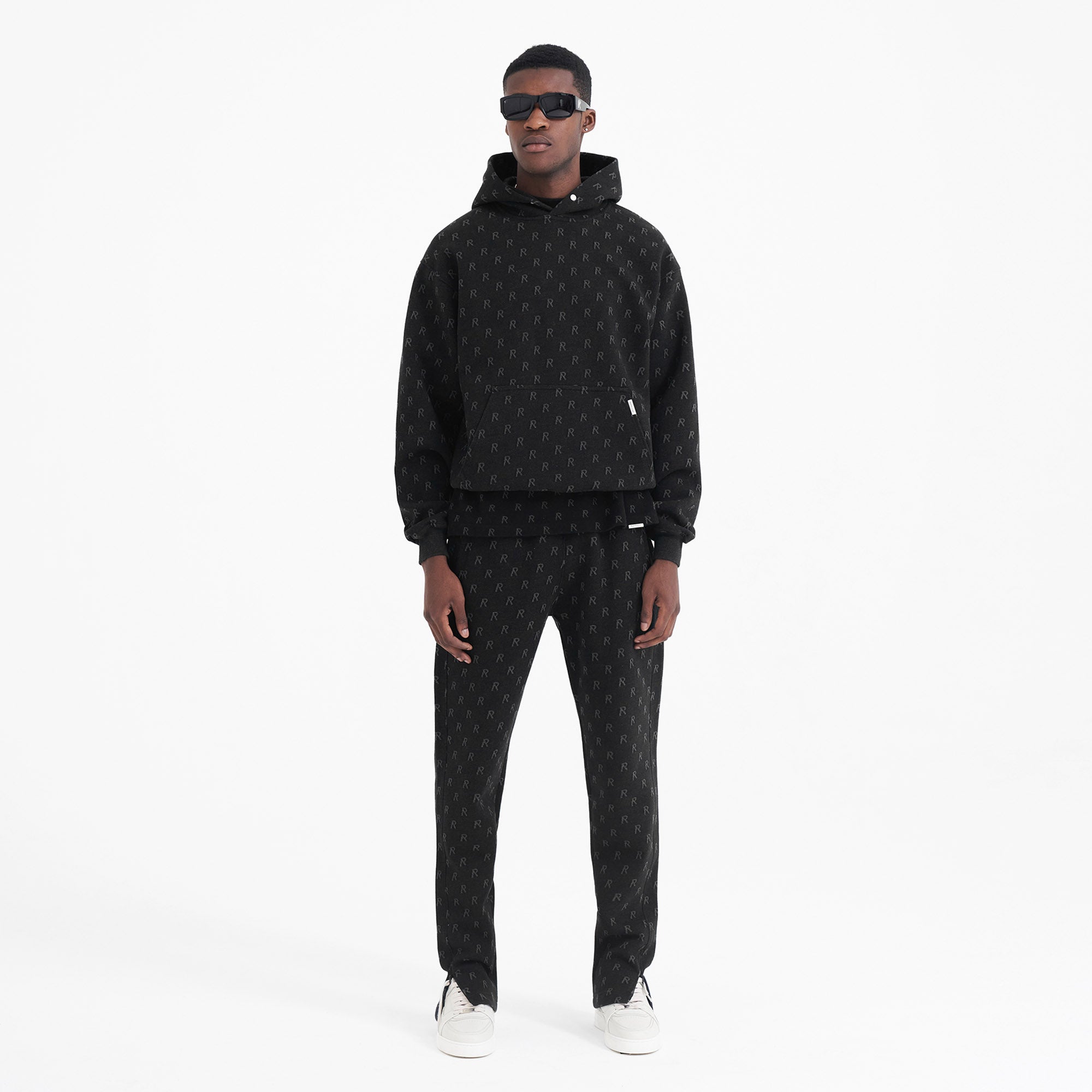 Intarsia Initial Sweatpants - Off Black
