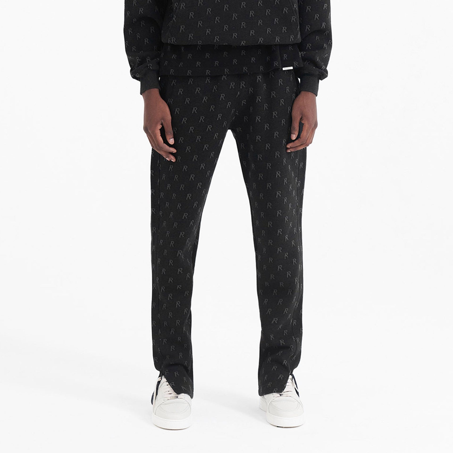 Intarsia Initial Sweatpants - Off Black
