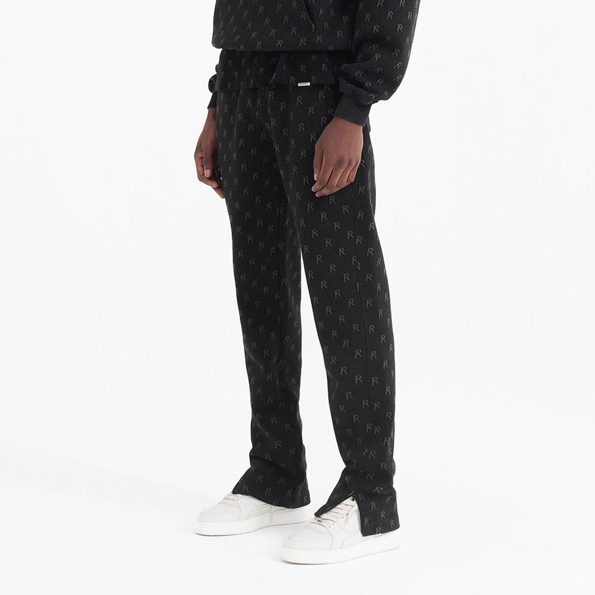 Intarsia Initial Sweatpants - Off Black