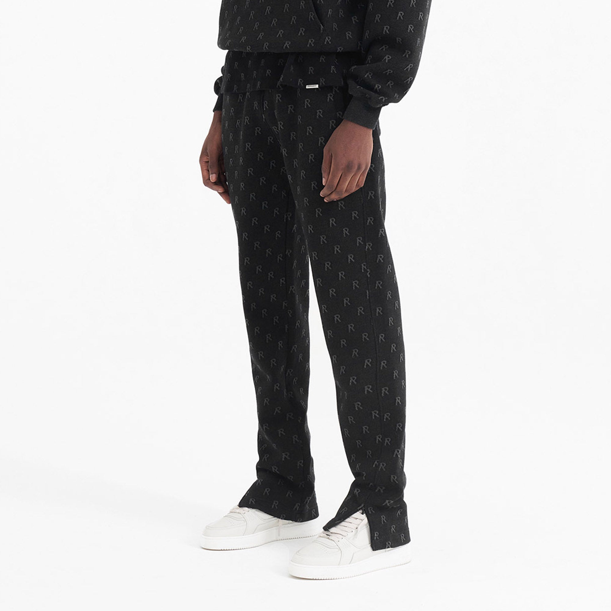 Intarsia Initial Sweatpants - Off Black
