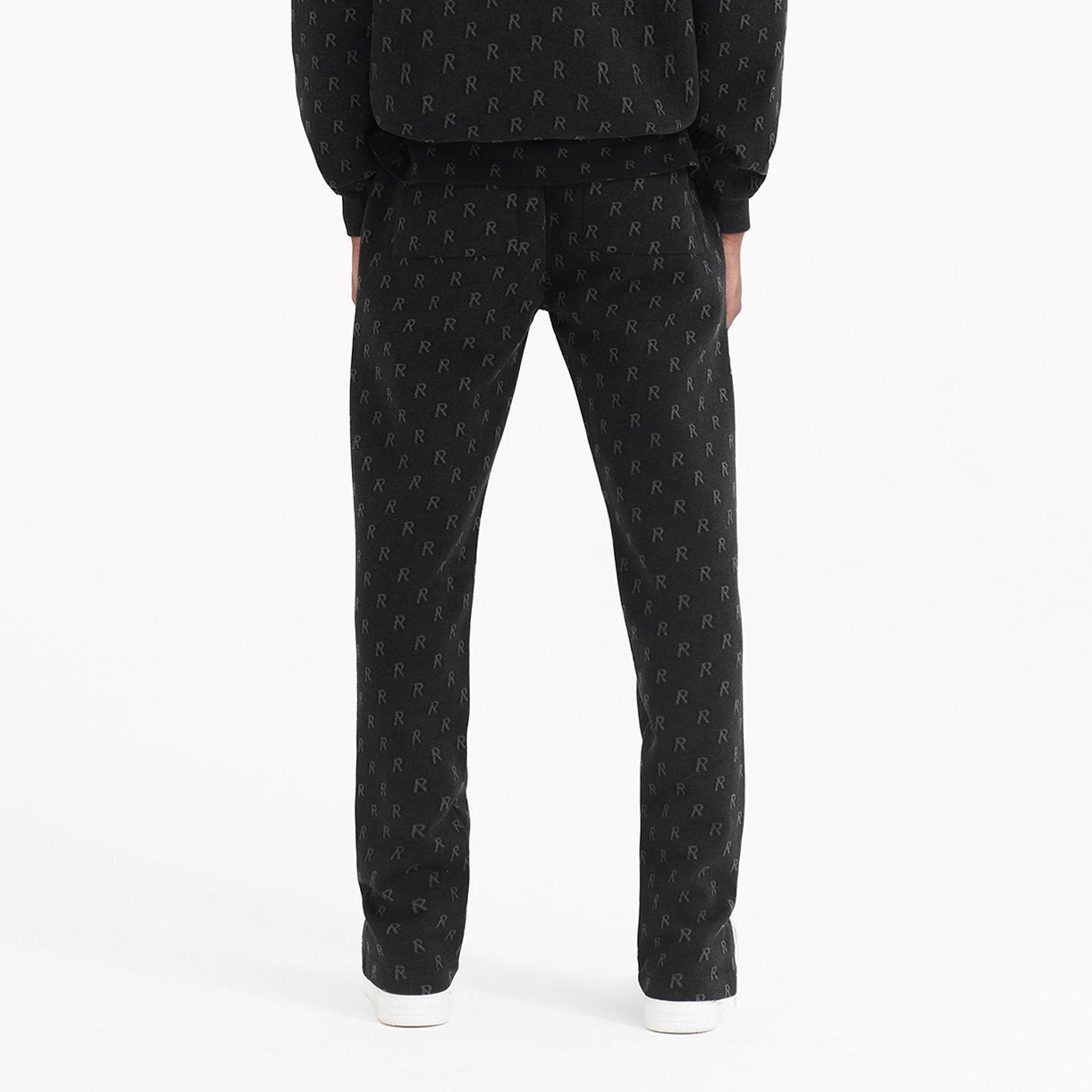 Intarsia Initial Sweatpants - Off Black